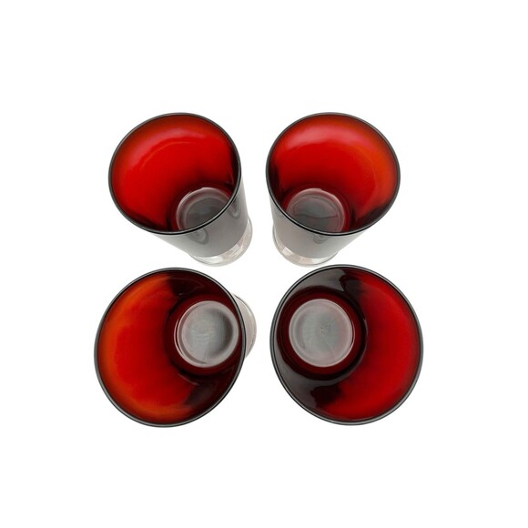 Vintage Cristal D’Arques Durand Ruby Red Cavalier Wine Glasses Set of 4 France - Picture 3 of 8